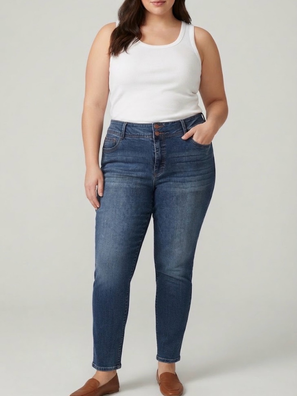 Angels Forever Young Curvy Skinny Double Button Jeans Size 20W Boho Chic